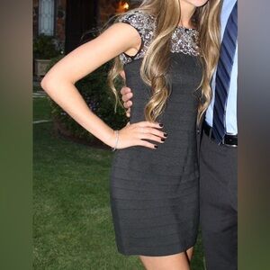 Black Bodycon Dress with Crystal Embellishments